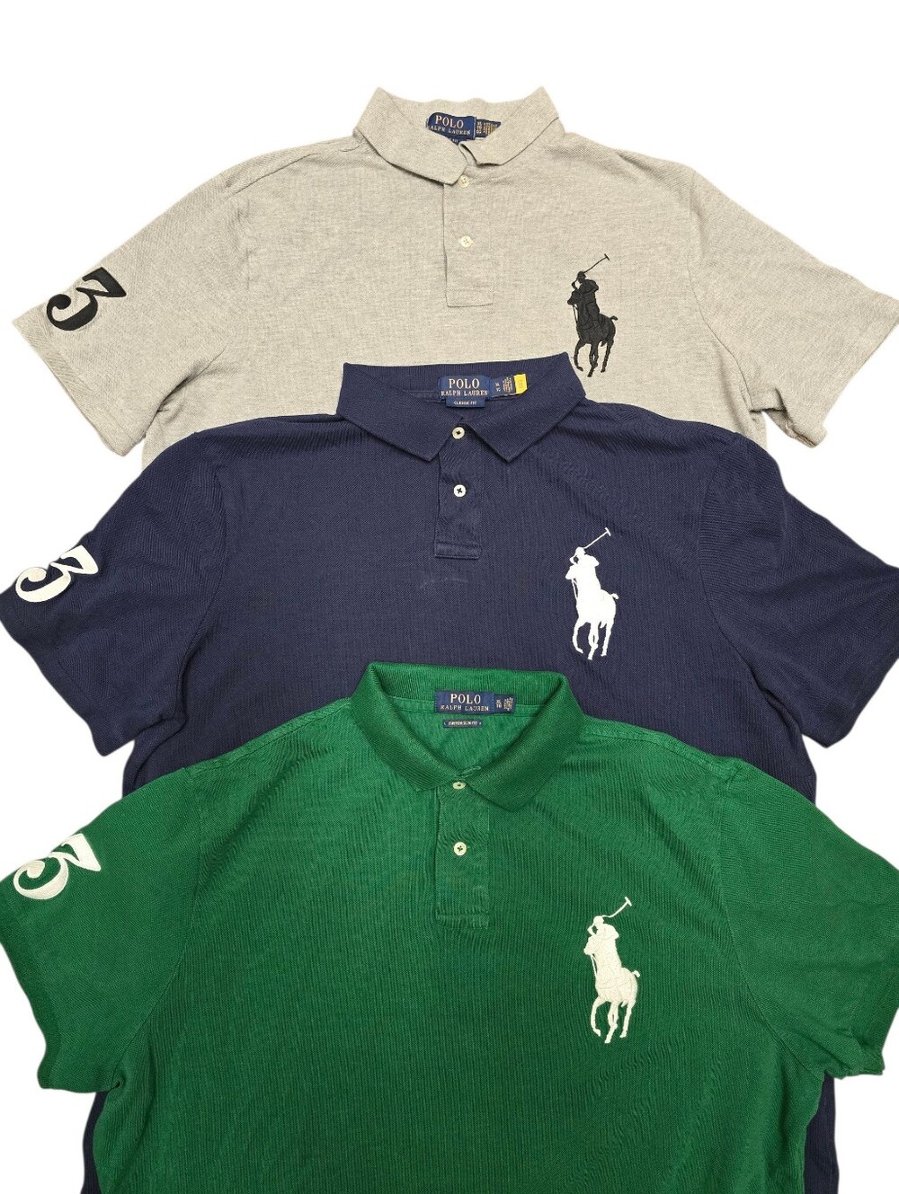 3pc Polo Ralph Lauren Big Pony #3 Polo Shirt Classic Fit Sz Xl